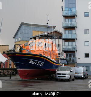 Febbraio 2018 - RNLI scialuppa di salvataggio è in fase di ristrutturazione e manutenzione Foto Stock