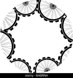 Le ruote di bicicletta pattern isolati su sfondo bianco Foto Stock