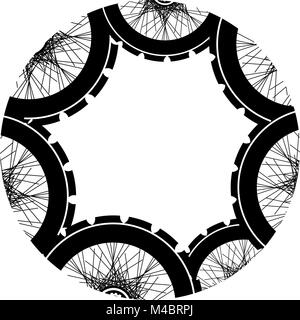 Le ruote di bicicletta pattern isolati su sfondo bianco Foto Stock