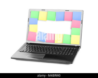 Nota adesiva Documenti sul computer Notebook schermo Foto Stock