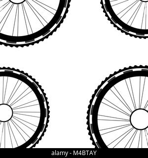 Le ruote di bicicletta pattern isolati su sfondo bianco Foto Stock