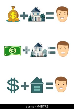 Comprare una casa e di essere felice.set Illustrazione Vettoriale