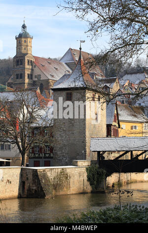 La città medievale di Schwaebisch Hall in Germania Foto Stock