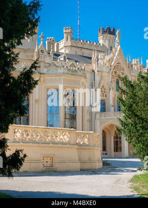 Lednice Palace, ex Liechtenstein residenza estiva, Area Lednico-valtický, Sud Moravia Repubblica Ceca, Europa Foto Stock