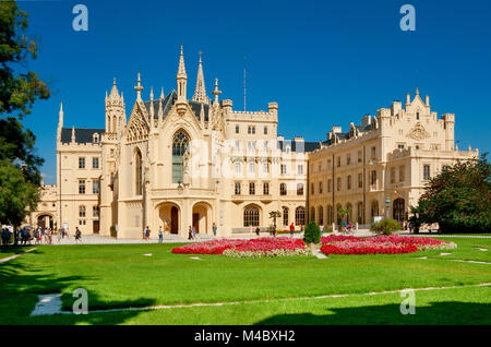 Lednice Palace, ex Liechtenstein residenza estiva, Area Lednico-valtický, Sud Moravia Repubblica Ceca, Europa Foto Stock