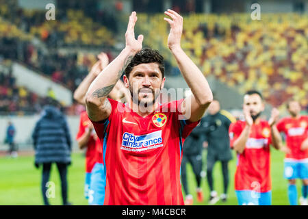 16 febbraio 2018: il giocatore durante la UEFA Europa League il 2017-2018, Round di 32, la prima gamba, tra FCSB Bucarest (ROU) e SS Lazio Roma (ITA) a livello nazionale stadio Arena, Bucarest, Romania ROU. Foto: Cronos/Catalin Soare Foto Stock