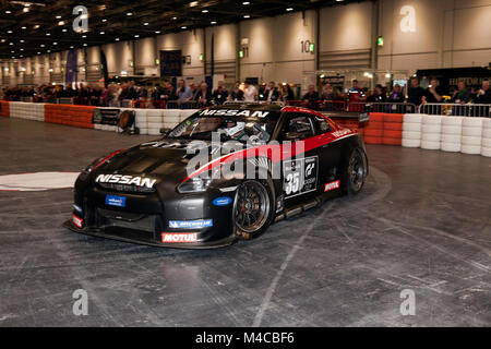 Un Nissan GR-R 2010 NISMO GT1, che è stato presentato nella mostra di Grand Avenue Highlights, durante il 2018, London Classic Car Show Foto Stock