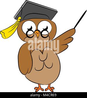 Una immagine di un cartoon di Gufo Sapiente. Illustrazione Vettoriale