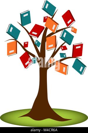 Una immagine di una lettura ad albero della conoscenza dei libri. Illustrazione Vettoriale