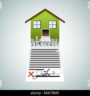 L' immagine di un contratto di alloggiamento. Illustrazione Vettoriale