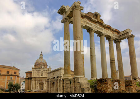 Tempio di Saturno Foro Romano Foto Stock