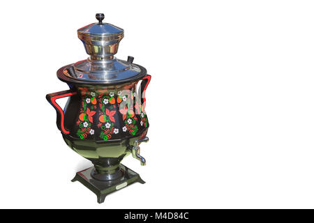 Bella samovar su uno sfondo bianco. Foto Stock