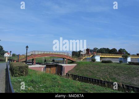 Floodgate in Alta Slesia, Kozle Foto Stock