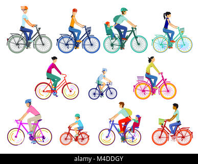 Ciclista gruppo illustrazione, isolato Foto Stock