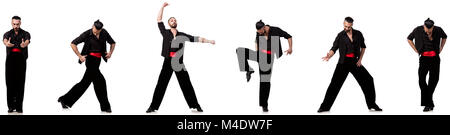 Spanish dancer in pose diverse su bianco Foto Stock