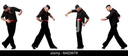 Spanish dancer in pose diverse su bianco Foto Stock