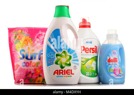 Confezioni di detergente global brands Foto Stock