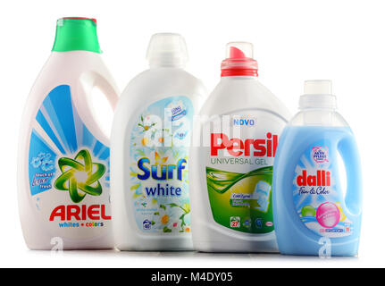 Confezioni di detergente global brands Foto Stock