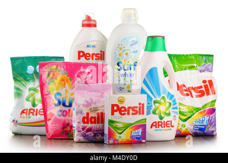 Confezioni di detergente global brands Foto Stock