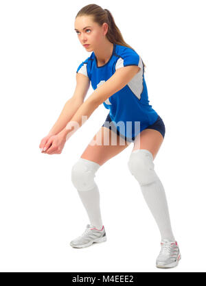 Giovane donna pallavolo player isolato Foto Stock