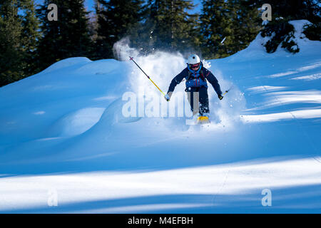 Maschio sciatore freeride sci,Zauchensee,Salisburgo, Austria Foto Stock