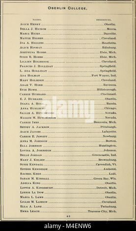 Catalogo annuale degli ufficiali e gli studenti di Oberlin College per il collegio anno (1850) (14755751816) Foto Stock