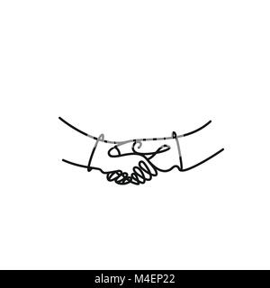 Arte vettoriale disegno di stringono le mani di due persone di sesso maschile. Illustrazione Vettoriale