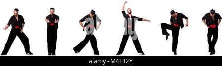 Spanish dancer in pose diverse su bianco Foto Stock