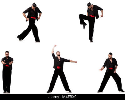 Spanish dancer in pose diverse su bianco Foto Stock