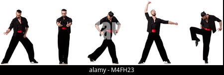 Spanish dancer in pose diverse su bianco Foto Stock