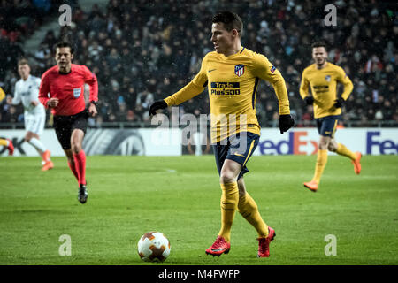 Copenhagen, Danimarca. Il 15 febbraio 2018. Atlético Madrid player Kevin Gameiro visto durante la gara di Europa League tra FC Copenhagen e Atletico Madrid in Telia Parken. (Photo credit: Gonzales foto - Kim M. Leland). Credito: Gonzales foto/Alamy Live News Foto Stock