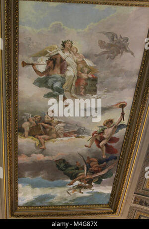 Dipinto sul soffitto del Museo del Vaticano di angeli e amorini, Città del Vaticano, Roma, Italia. Foto Stock