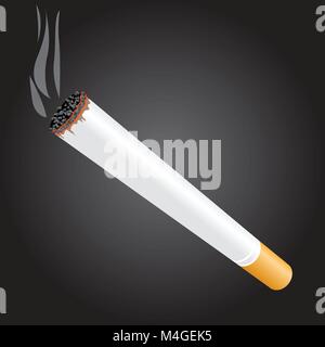 Sigaretta accesa su sfondo scuro - tabacco bruciare senza fiamma Illustrazione Vettoriale