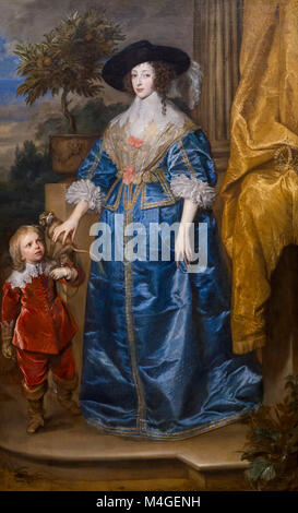 Regina Henrietta Maria con Sir Jeffrey Hudson, Anthony van Dyck, 1633, National Gallery of Art di Washington DC, USA, America del Nord Foto Stock