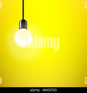 Retrò electrici rosso della lampadina della luce di colore giallo su sfondo trasparente. Idea scienza simbolo illustrazione vettoriale Illustrazione Vettoriale