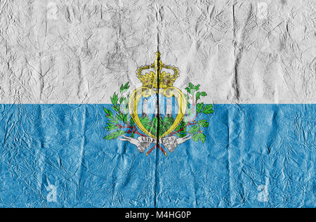 San Marino bandiera su un foglio di carta in close-up Foto Stock