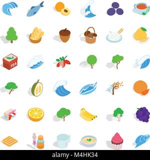 Raw set di icone, stile isometrico Illustrazione Vettoriale