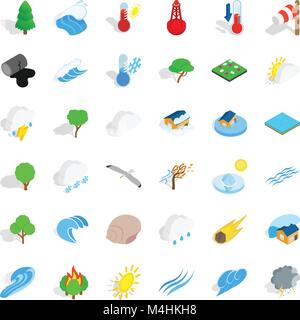 Luogo tranquillo set di icone, stile isometrico Illustrazione Vettoriale