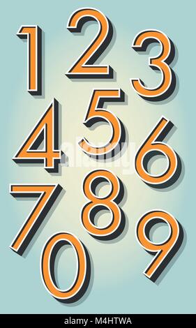 Retrò 3D numeri sul gradiente dello sfondo Illustrazione Vettoriale