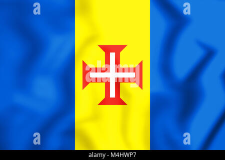 3D bandiera dell'isola di Madera. 3D'illustrazione. Foto Stock