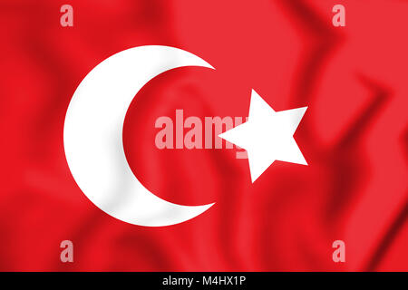 3D bandiera dell'Impero Ottomano (1299-1923). 3D'illustrazione. Foto Stock