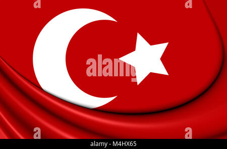 3D bandiera dell'Impero Ottomano (1299-1923). 3D'illustrazione. Foto Stock