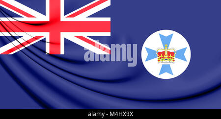 3D Bandiera del Queensland, Australia. 3D'illustrazione. Foto Stock