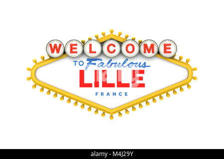 Benvenuto a Lille, Francia firmano in classico stile las vegas design . Il rendering 3D Foto Stock