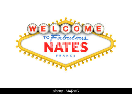 Benvenuto a Nates, Francia sign in classico stile las vegas design . Il rendering 3D Foto Stock