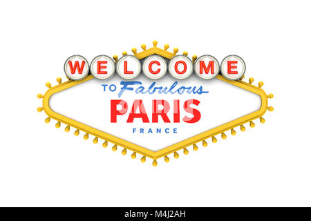 Benvenuto a Parigi Francia segno nel classico stile las vegas design . Il rendering 3D Foto Stock