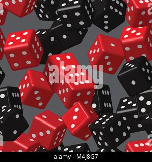 Rosso Nero dice Pattern senza giunture Illustrazione Vettoriale