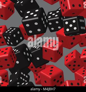 Rosso Nero dice Pattern senza giunture Illustrazione Vettoriale