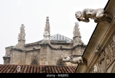 Gargoyle sculture della facciata anteriore (dettagli) Il conventuale Iglesia de San Pablo o San Pablo de Valladolid è una chiesa ed ex convento, di stile Isabelline, nella città di Valladolid, in Castiglia e León, stile architettonico gotico Isabelline (Quartiere Gotico), Plateresque (rinascimentale completato nel 1445-1616 ) Spagna SpanishSpain, spagnolo Foto Stock