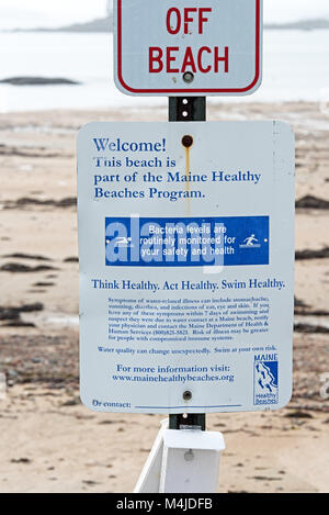 Indicazioni per la pubblicazione delle norme nella guarnizione Harbour Beach, Maine. Foto Stock